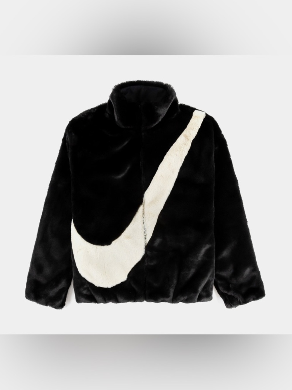 Nike Sportswear Plush Faux Fur Swoosh Teddy Sherpa Jacket 'Fossil' S